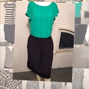 Ann Taylor Loft navy blue draw string skirt